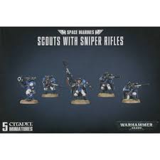 Space Marine Scouts with sniper rifles